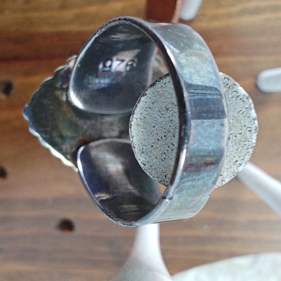 Turquoise Heart Silver Ring Size 9 - Picture 7 of 9